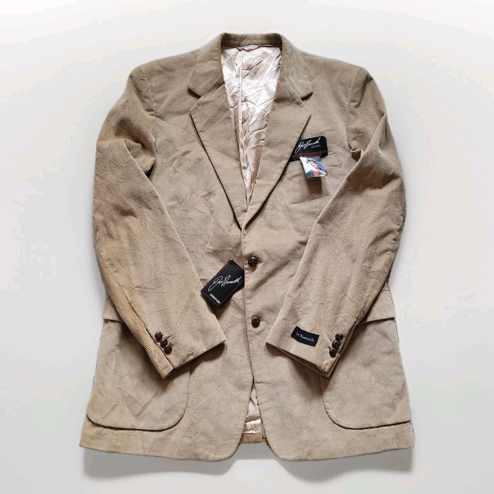 Joe Namath Corduroy Blazer Men 44L Tan Vintage 70s Sport Coat Academic Retro NWT